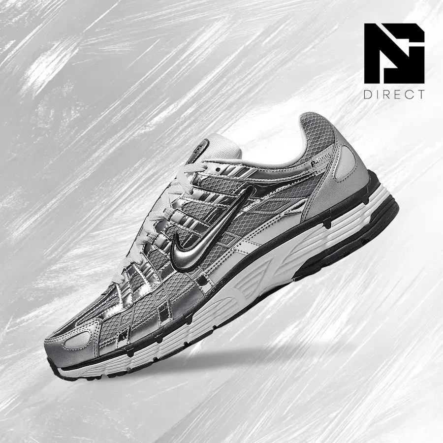 NIKE P-6000 Men's Lifestyle Sneakers in Metallic Silver, Old School Cool Design with Shock-Absorbent Comfort for All Seasons
