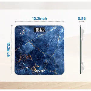 OPUMP Blue Luxury Digital Bathroom Scale with Backlit LED Display, High Accuracy, Three Conversion Units of KG, LB, ST, Healthcare, No Warranty Smartscale