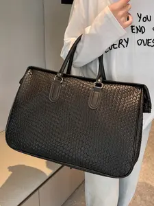 2025 Fashionable Commuting New Style Casual Travel Bag, Travel Duffle Bag, Large-Capacity Water-Resistant Sports Yoga Gym Bag, Unisex Solid Black Minimalist Tote Bag, Business Trip Laptop Bag