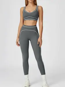 Women's contrast color yoga set high elastic quick-drying yoga sports fitness clothes suitable for exercise and daily wear Workout Running Clothes Workout Running Outfits