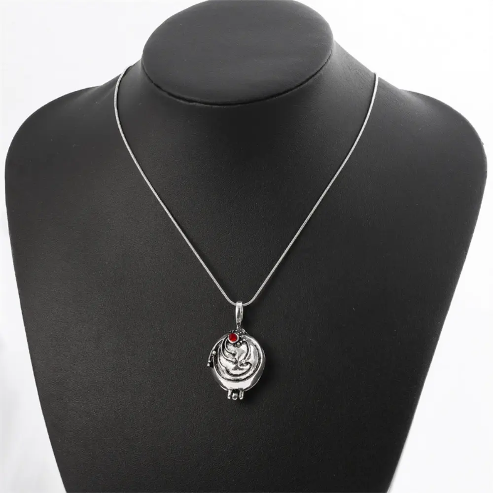 Elena Gilbert The Vampire Diaries Fantasy Character Long Antique Silver Vervain Pendant Photo Locket Necklace, 2.5cm*4cm Women's Fashion Costume Jewelry, Christmas Party Gift, Fantasy Character Necklaces