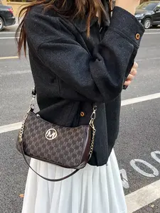 Women PU Leather Letter Chain Bag, Fashion Versatile Shoulder Crossbody Bag, Trendy Lightweight Commuter Bag for Women & Teen Girls