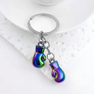 Metal Platinum-Tone Boxing Glove Keychain Set, Left & Right Glove Shape Charms, Fashion Accessory Perfect as Holiday Gift for Athletes
