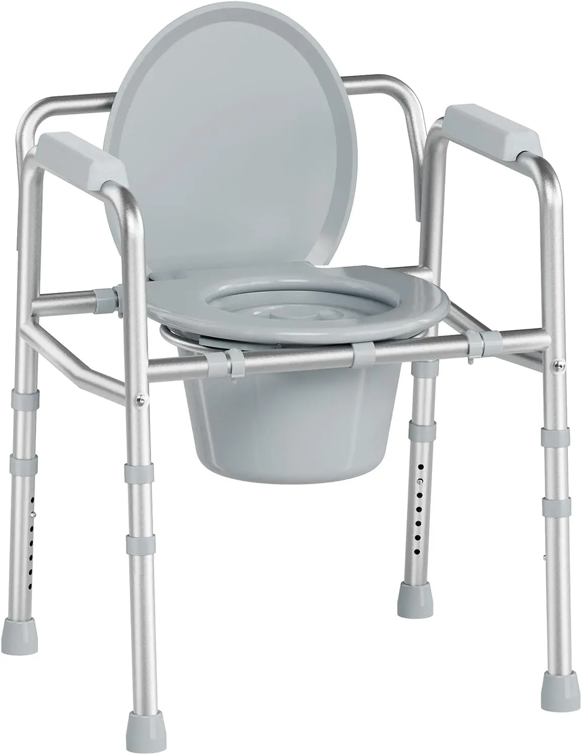 3 in 1 Bedside Commode Toilet for Seniors, Sturdy Dual-Crossbar
