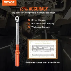 fathersdaygift VEVOR Torque Wrench, 3/8-inch Drive Click Torque Wrench 10-80ft. lb/14-110n. m, Dual-Direction Adjustable Torque Wrench Set, Mechanical Dual Range Scales Torque Wrench Kit with Adapters Extension Rod