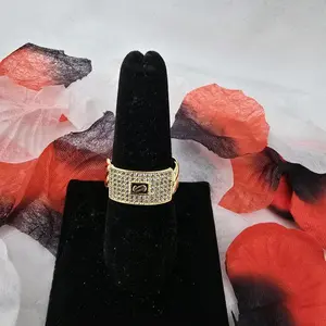 14 Karat Gold Plated Monaco Style Statement Ring - Elegant Glittering Costume Jewelry Gold Ring with Luxurious Shine, Elegant Glittering Ring