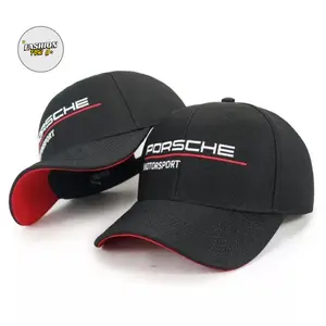 Porsche Motorsport Black Hat, One Size, Sports, Polyester, Cap, Hat, Trendy, For Men and Women