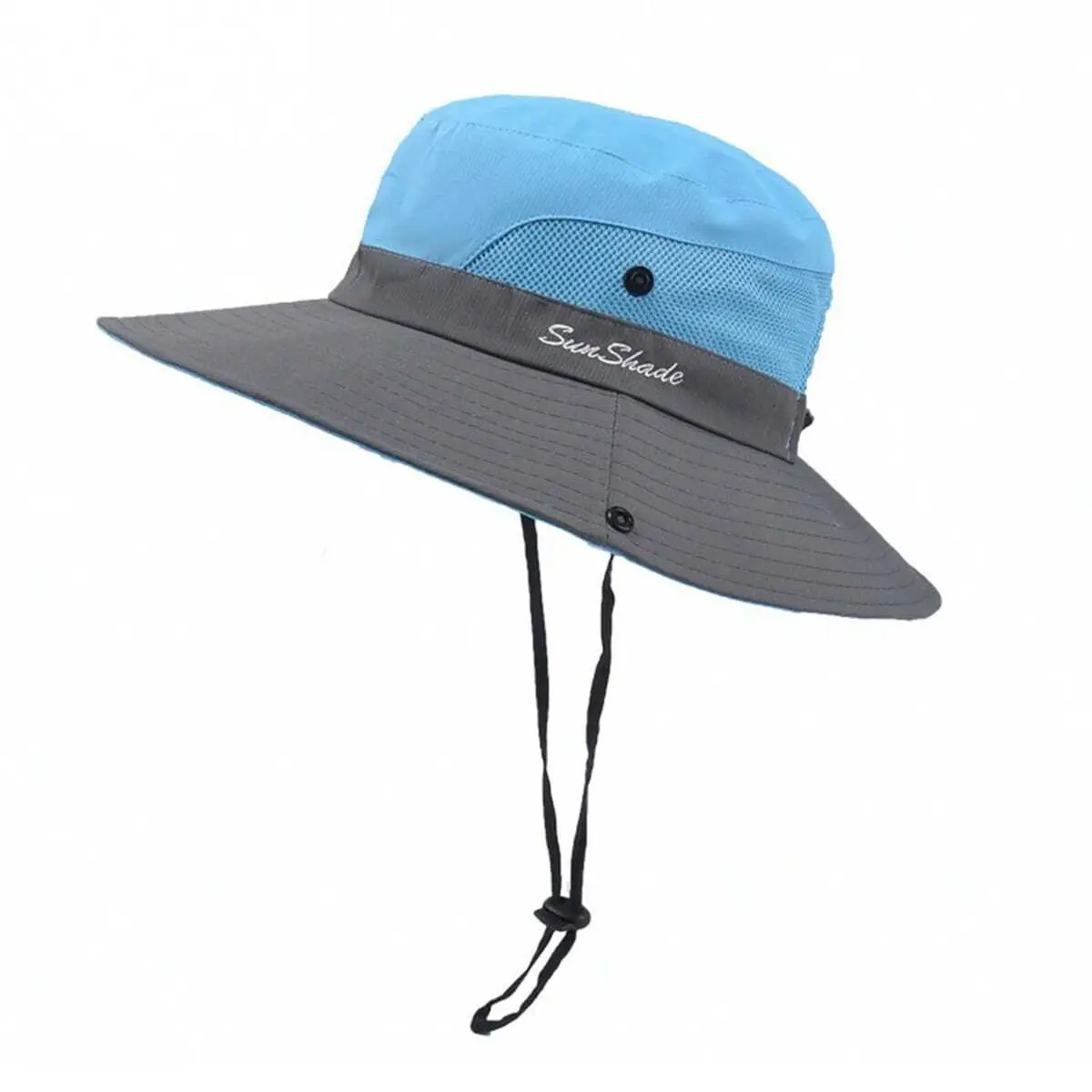 Womens Sun Hat with Ponytail Hole Beach Hiking Summer Wide Brim UPF 80+ Outdoor Protection Foldable Bucket Hat Adjustable Hat
