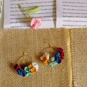 Micro Crochet Floral Earring Vintage Color Scheme - Colorful Handcrafted Jewelry for Vintage Style Enthusiasts