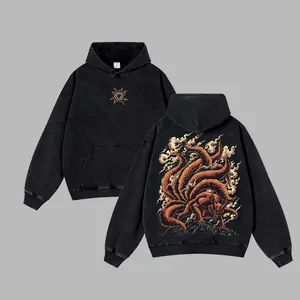 Jinchuriki Kurama Nine Tailed Fox - Naruto Anime Retro Unisex Acid Washed T-Shirt, Hoodie, Oversized Unisex Anime Merch, Soft Cotton Streetwear Clothes, Unisex Manga Apparel, Gift for Anime Fans, Christmas Gift QDM K0A