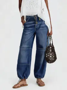 Premium Women’s Stretchy Denim Jeans With Exquisite Stitch Details & Patch Pockets, Slim Tapered Leg Fit For Casual Daily Wear, Comfort Flexible Stylish Denim Pants