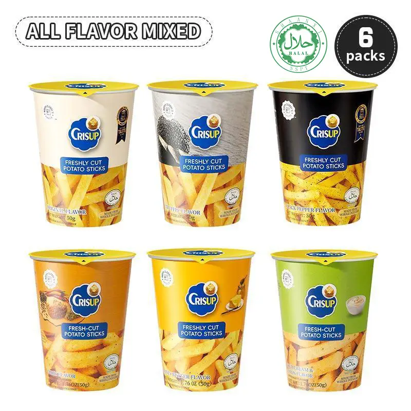 Crisup Real Potato Chips - 2 Flavors Mixed（6Pack） | Light Crunch, Real Potatoes, Snack Anywhere, Honey Butter & Truffle Flavor Duo, Vacuum-Fried Low T