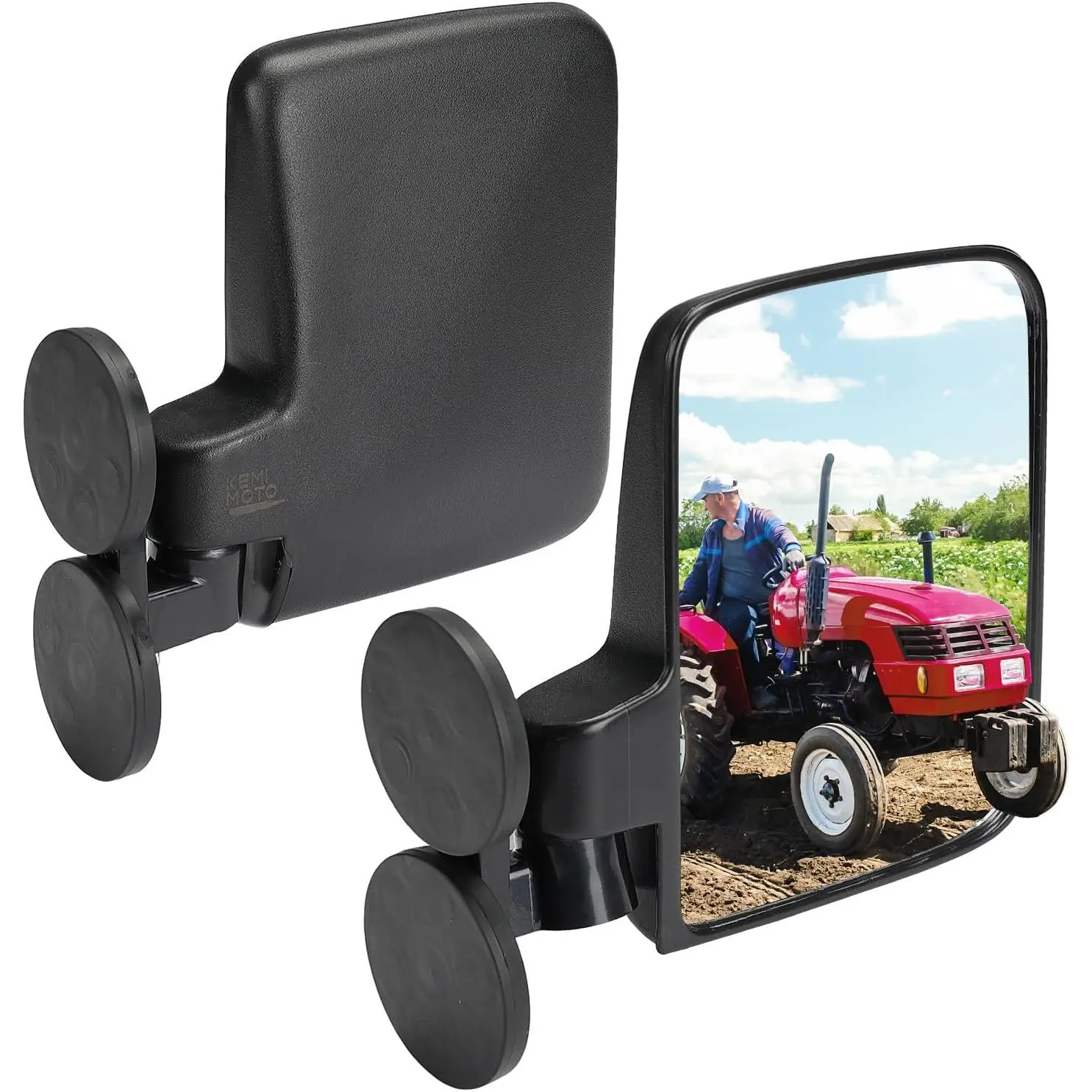Rear Magnetic Complete Wing Mirrors for Tractors - 114 lbs Super Strong Magnet Auto Replacement Parts, Compatible with John Deere, Kubota, Toyota, CASE, Forklifts, Lawnmower