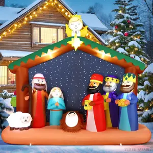 8FT Christimas Inflatable Nativity Scene Decorations Outdoor with Built-in LEDs Lights, Large Blow Up with Baby Jesus, Perfect for Outside/Indoor Xmas Yard, Garden, Lawn, Party, Holiday DecorXXALUE BAZAAR11