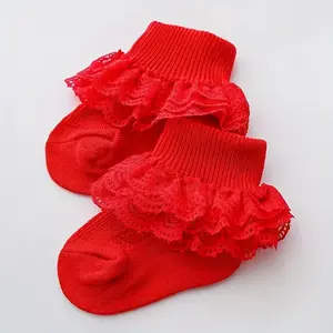Baby Girl Socks 5 Pairs Spring Autumn Summer Mesh Breathable Newborn Princess Socks with Lace Floral Pattern Elastane Liners Ankle Socks