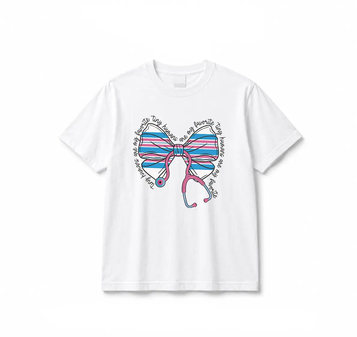 Tiny Humans are my Favorite T-Shirt, NICU Nurse Design, Baby Bow Stethoscope Design, Pediatric Nurse Sweatshirt, L&D Nurse Tee, Medical Shirt