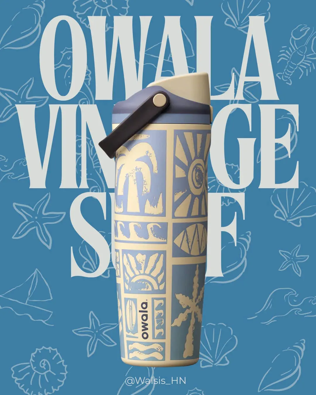 Owala FreeSip Sway Vintage Surf 30oz Tumbler - Insulated Stainless Steel Leakproof Water Bottle with Straw