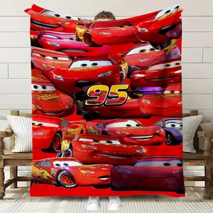 Trendy Anime Cars Themed Creative Collage Print Plush Blanket - Birthday Party Decoration, Multi-functional Suitable for All Seasons, 80*60 inches