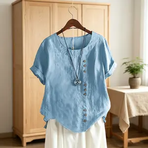 Women's Plus Size Pure Cotton Casual Loose T Shirt Short Sleeve Tee Soft Breathable Blouse Everyday Style Summer Beach Vacation Holiday Weekend Trip Daily Wear Outing Walking Comfort