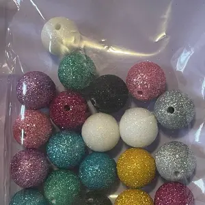 20 count random mix color 16mm glitter beads
