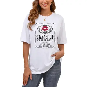 Short Sleeve Women's Funny Graphic Tees Crazy Bitch Shirt Short Sleeve TShirt Casual T-shirt for Men Women