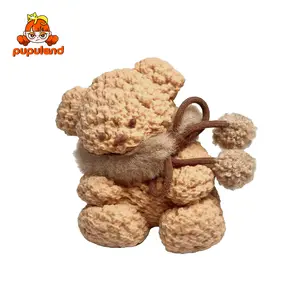 PupuLand bear with a scarf - Brown Squishy Toy - Food-Grade Silicone Slow-Rising Rebound Squishy Fidget Toys for Stress Relief - Soft Squeeze Toys with Thick Creamy Slime Texture - Handmade Non-Toxic Sensory Toys