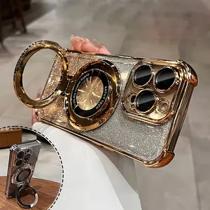 New Electroplated Laser Phone Case for Iphone 16, 15, 14, 13, 12, 11 Plus Pro Max, Transparent, Shockproof Soft Gel Protective Back Cover with a Stand, Suitable for Wireless Charging, a Gift for Boyfriends And Protection Protector