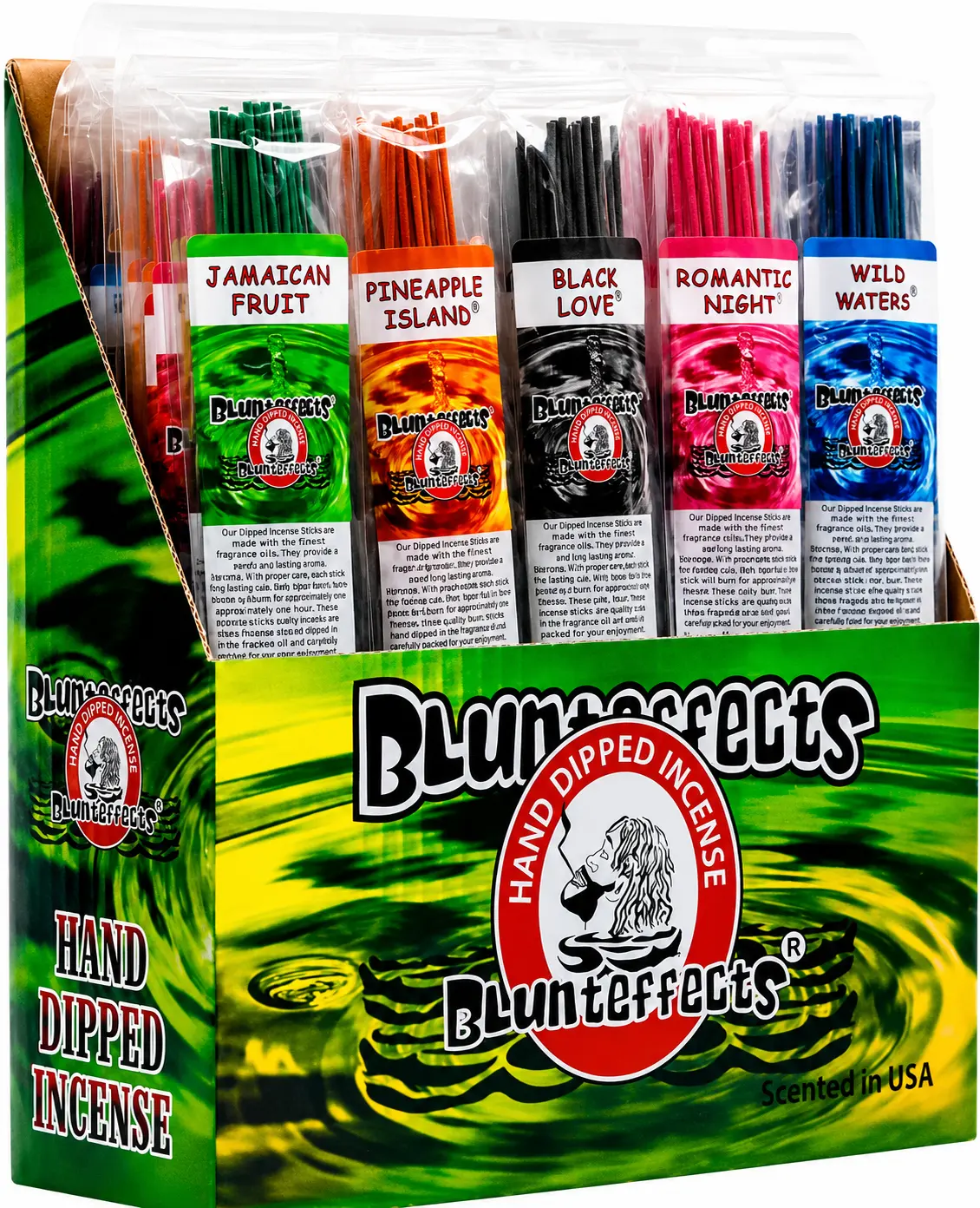 Blunteffects Premium Hand-Dipped Incense Sticks 12 Assorted Scents 12 Sticks per Pack
