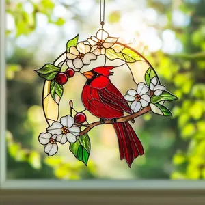 Red Cardinal Acrylic Ornament Window Hanging Red Bird Suncatcher Cardinal Bird ornament Decor Personalize Cardinal Gifts