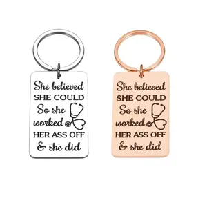 New Nurse Stainless Steel Keychain Nurses Day Gift for Doctor Nurse Backpack Keychain