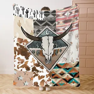 Soft Throw Blanket Cute Cozy Western-Themed Flannel,Warm,All-Season Comfort With Rustic Cowhide & Southwestern Patterns For Bed,Sofa,Office,or Camping dark Cartoon Highland Cow 6 day star Comfortable girlfriend gift lola virgin mary worm