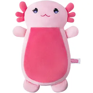 Axolotl Microwavable Stuffed Animals, 13" x 10" Lavender Axolotl Heating Pad Plush, Period Cramp Relief, Menstruation Heating Pad with Washable Cover