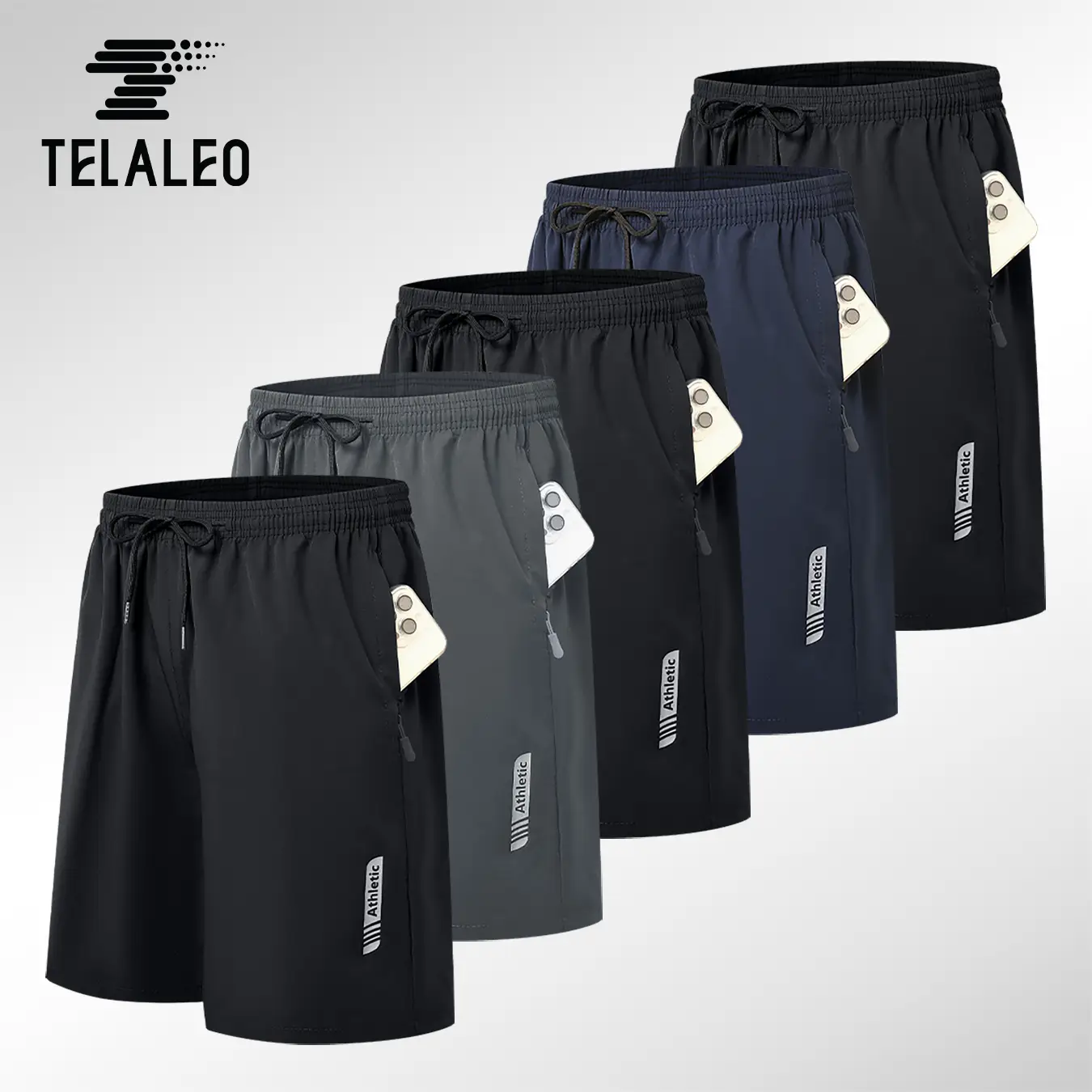 TELALEO 5 Pack Mens Athletic Gym Workout Shorts with Zipper Pockets Quick Dry Basketball Running Lightweight Shorts dealsforyoudays