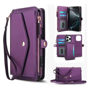 2-in-1 detachable women's crossbody bag with zipper coin purse set, Fashionable crossbody bag, suitable for iPhone 17 16e/16/15/14, supports magnetic wireless charging, with RFID shielded card clip, detachable magnetic phone case