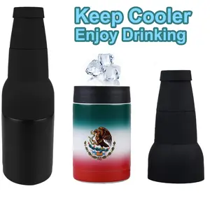 Beer Bottle Cooler, Can Cooler, 3-in-1 Beer Keeper Bottle, Beer Coozies for Bottles and Cans with Bottle Opener, 12oz Slim Can Beer Bottle Insulators Holder, Double Wall Stainless Steel Insulated Can Cooler for Cans & Beer Bottle