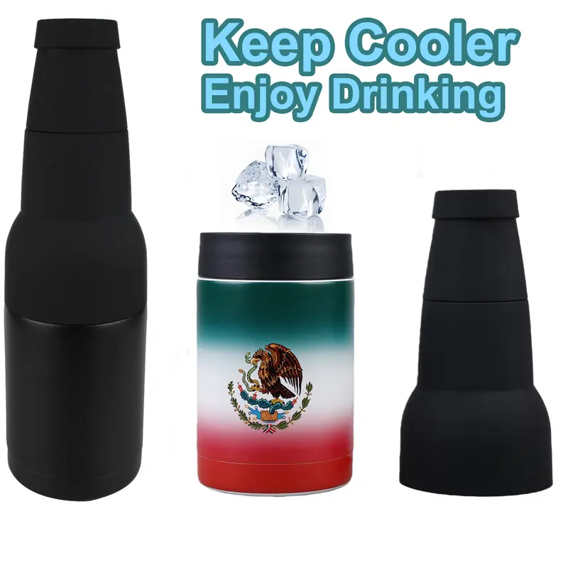 Zorara 3-in-1 Bottle/Can Cooler - Portable Double Wall BPA-Free Steel Vacuum Insulated Kitchenware, Beach Use, Preservation, No Condensation, Dry Hands, 12oz Slim Can Holder with Bottle Opener