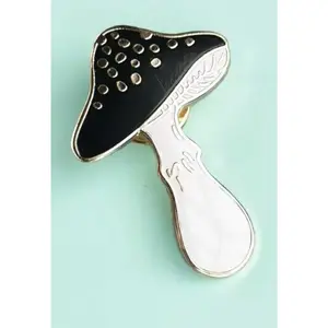 Black Magic Mushroom- Hawkeye black n Silver Enamel Pin