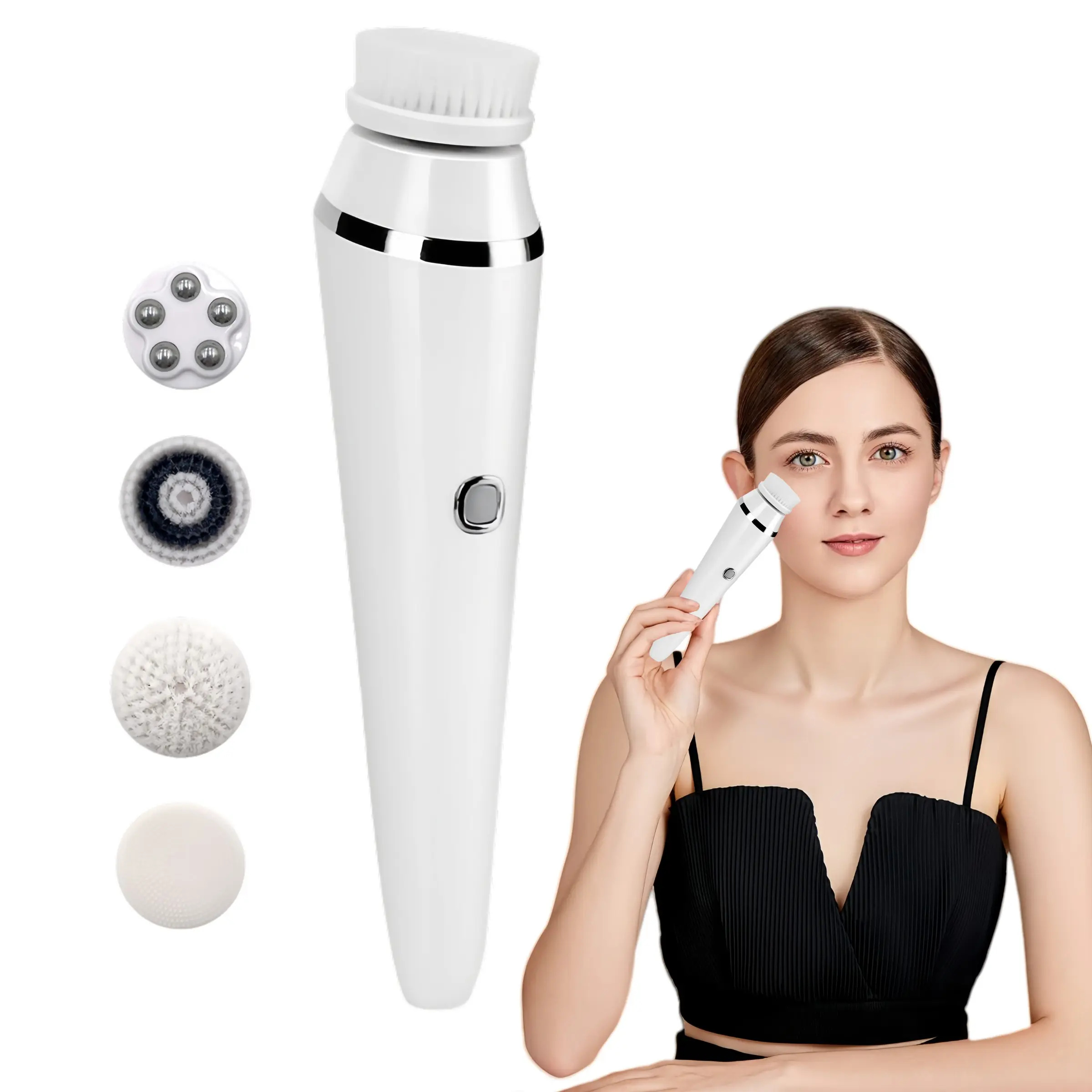 4 in 1 Electric Face Washing Brush, Rotating Deep Cleaning Facial Massage Brush with Super Soft Bristles, Home Facial Massage Tool, Women's Skin Care Gifts