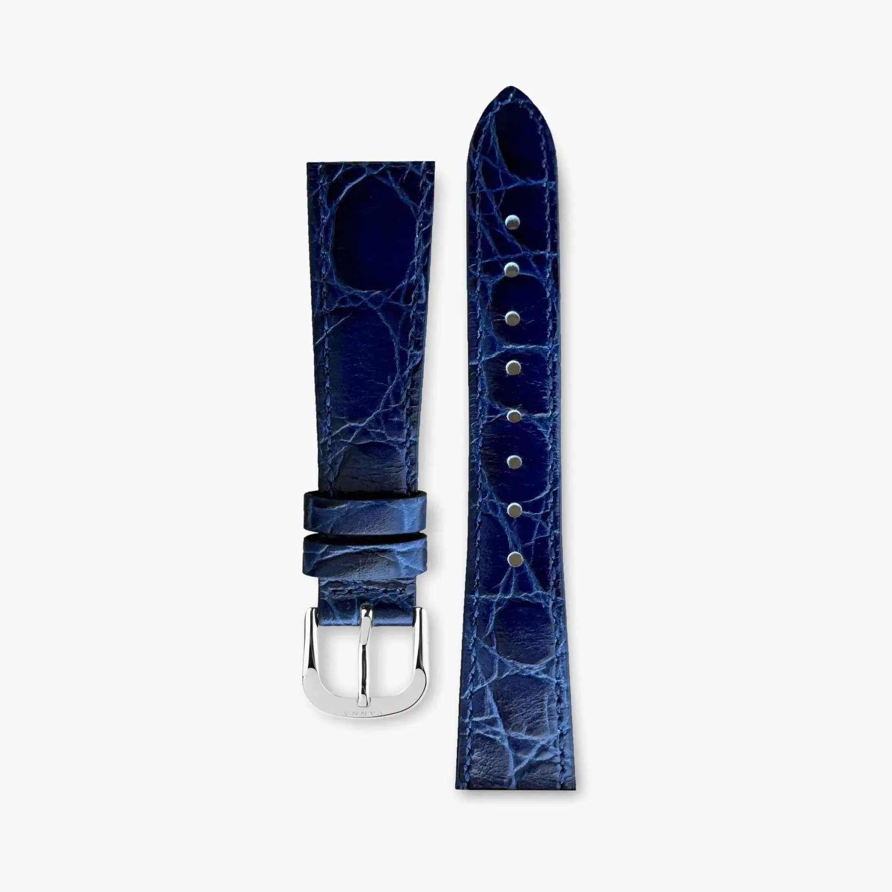 Blue Leather Strap 18mm - Stainless Steel