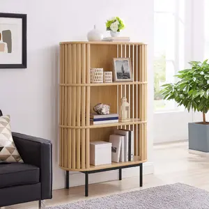 Modway Fortitude Three Tier Display Cabinet in Oak