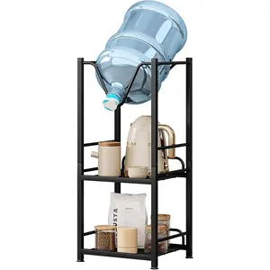 5 Gallon Water Jug Holder Bottle Organizer 3-Tiers Water Dispenser Rack with Storage Shelves for Kitchen,Office,Living Room