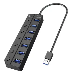 7 Port USB HUB, 7 Port USB Splitter, Independent Switch USB HUB Adapter, Usb Ports