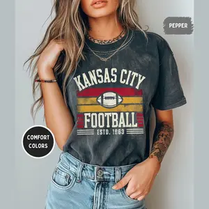 Kansas City Comfort Colors T-shirt, Unisex Tee, Chief Football Fan , Vintage Style Chief Shirt, Game Day Apparel