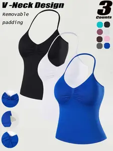 Women's Sporty Sleeveless Tank Top Set, Sporty High Stretch, Sweat-Wicking Breathable High Elasticity, Gym Yoga Pilates Running Back Support, Solid Pattern