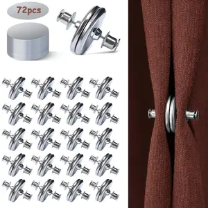 72pcs Heavy-Duty Magnetic Curtain Buckle, Strong Curtain Magnets Closure for Holding, Magnetic Curtain Clips Ideal for Bedroom Blackout, Office Partitions, Sliding Doors & Window Treatments, Windproof Design Keeps Drapes, Accessories