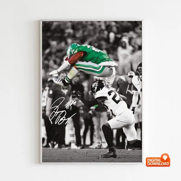 Saquon Barkley Eagles Vintage Poster Bedroom Decor & Wall Art Sports Memorabilia Print
