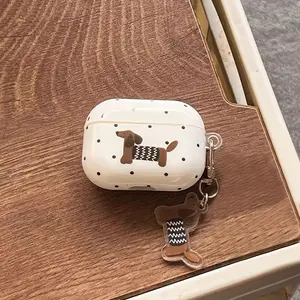 Cute Polka Dot Sausage Dog Case for AirPods 1 2 3 4, Creative Protective Cover for AirPods Pro Pro 2, Stylish Earphone Shell