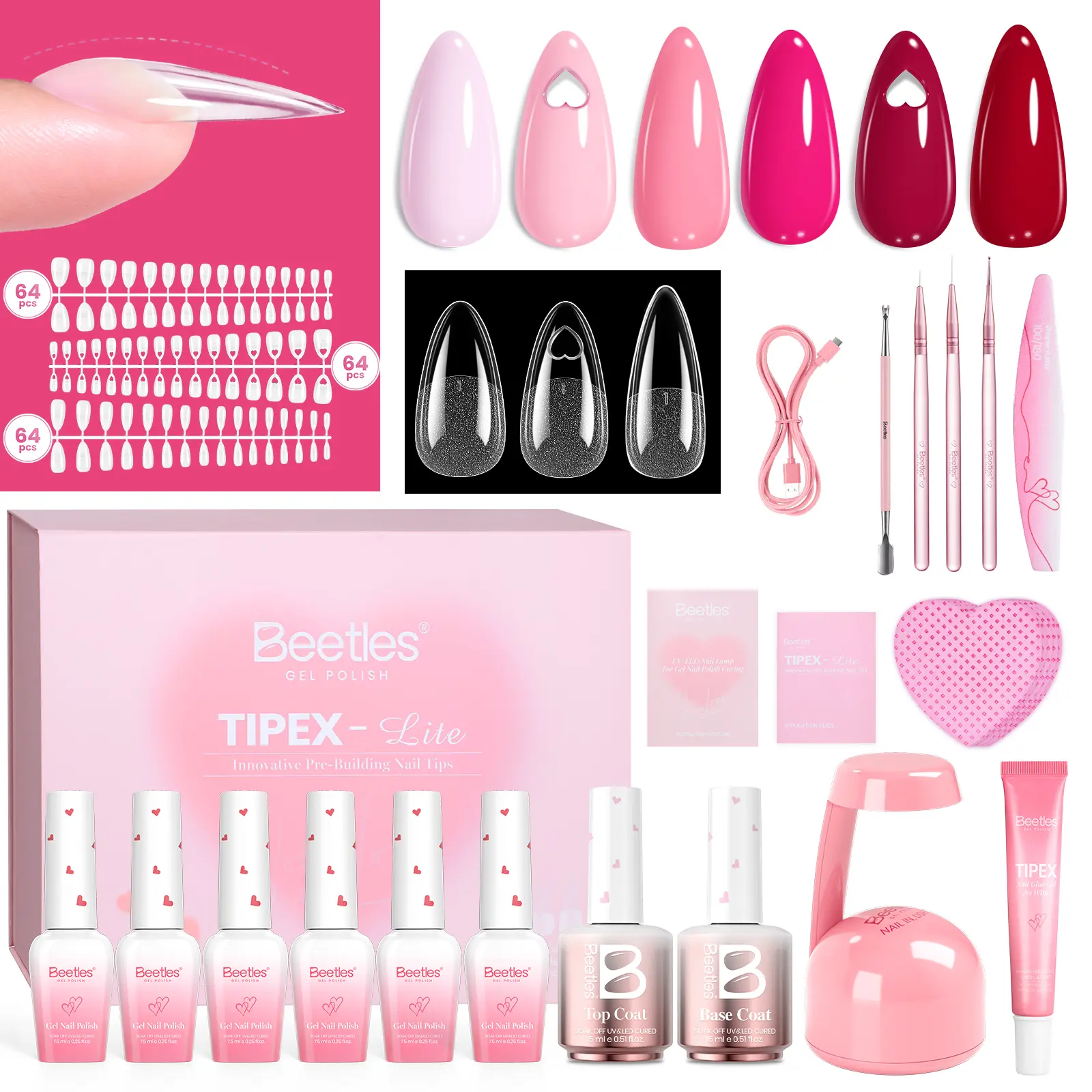 Tipex Lite-Hearts in Bloom Nail Tips Kit