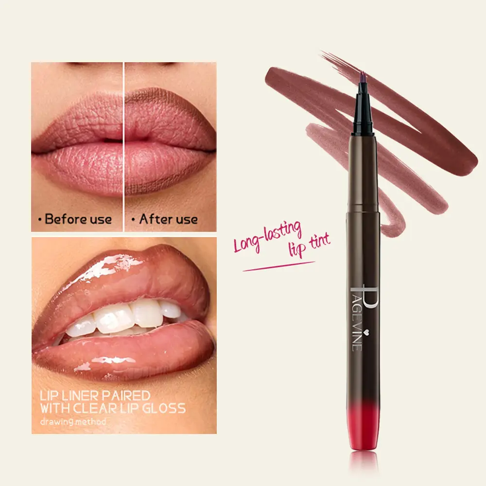 Lip Liner Pen & Lip Stain - Nude Lip Contour Makeup Tool with Precise Tip, Waterproof Long Lasting Transfer-Proof Lip Color for Plumper Looking Lips, Daily Wear Makeup