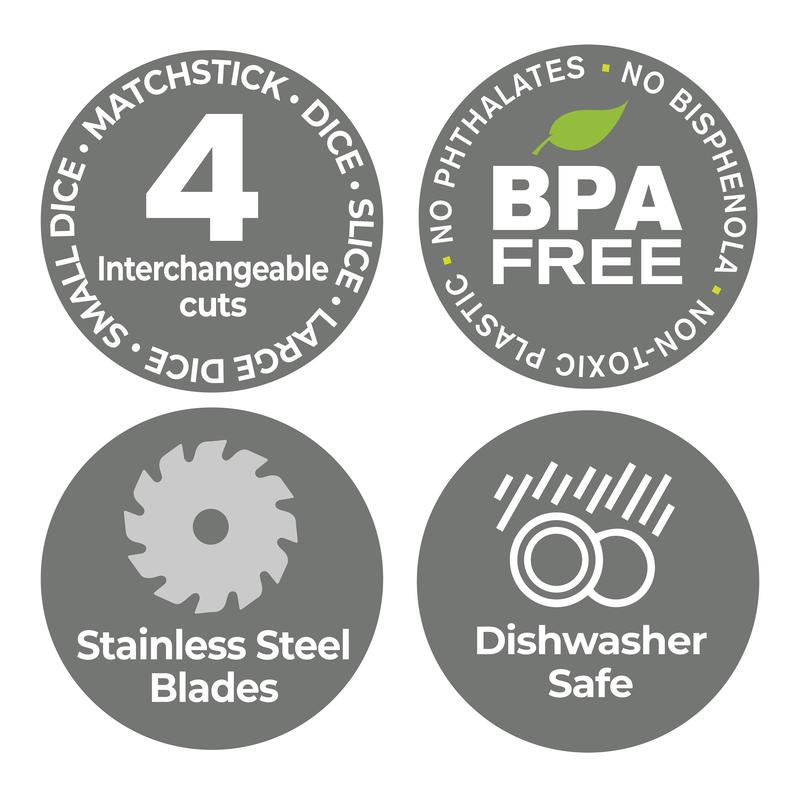 Chopzilla All-in-1 Vegetable Chopper & Mandoline Slicer with Container, 4 Blades & Scraper – Sharp Veggie Cutter, Salad Dicer & Food Chopper